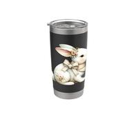Ilustración de conejito de cabaña floral Vaso térmico de acero inoxidable de doble pared