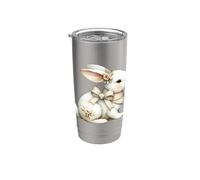 Ilustración de conejito de cabaña floral Vaso térmico de acero inoxidable de doble pared