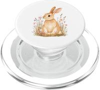 Ilustración de Conejo con Flores PopSockets PopGrip para MagSafe
