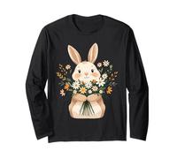 Ilustración de Conejo con Ramo Flores Manga Larga