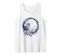 Ilustración de Corona Floral de Luna de búho Nocturno Camiseta sin Mangas