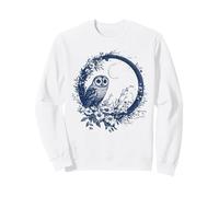 Ilustración de Corona Floral de Luna de búho Nocturno Sudadera