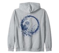 Ilustración de Corona Floral de Luna de búho Nocturno Sudadera con Capucha