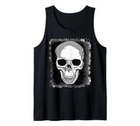 Ilustración de cráneo Humano Delante de un patrón geométrico Camiseta sin Mangas