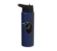 Ilustración de Crow Raven Art Bird of Mystery Animal Feather Stainless Steel Insulated Water Bottle