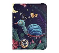 Ilustración de cuatro plantas caracoles cartera de pasaporte de viaje con ranura para tarjeta de vacunación Organizador de documentos de viaje Funda de cuero para pasaporte, Ilustración de cuatro