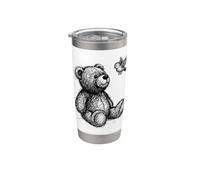 Ilustración de dibujo de pájaro de oso de peluche Vaso térmico de acero inoxidable de doble pared