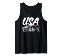 Ilustración de Dibujos Animados American Pride Classic Muscle Car USA Camiseta sin Mangas