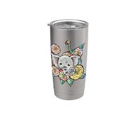 Ilustración de elefante lindo Vaso térmico de acero inoxidable de doble pared
