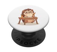 Ilustración de Erizo escribiendo en un Escritorio PopSockets PopGrip Adhesivo