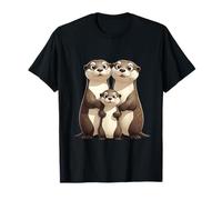 Ilustración de Familia Nutrias Camiseta