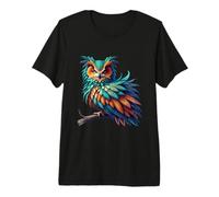 Ilustración de fantasía de un búho Colorido en su hábitat na Camiseta Premium