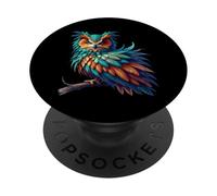 Ilustración de fantasía de un búho Colorido en su hábitat na PopSockets PopGrip Adhesivo