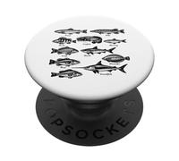Ilustración de guía de Campo de Peces Vintage Pesca Amante PopSockets PopGrip Adhesivo