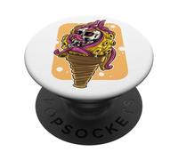 Ilustración de Helado de Calavera de fantasía Oscura PopSockets PopGrip Adhesivo