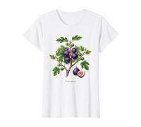 Ilustración de higuera Ficus carica Camiseta gráfica económica, Mujer, Blanco, S
