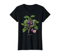 Ilustración de higuera Ficus carica Camiseta gráfica económica, Mujer, Negro, XL