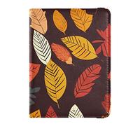 Ilustración de hojas de otoño cartera de pasaporte de viaje con ranura para tarjeta de vacunación, funda de cuero para pasaporte, organizador de documentos de viaje protector, Ilustración de hojas de