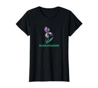Ilustración de Iris púrpura de la bondad de la Planta Camiseta gráfica económica, Mujer, Negro, S