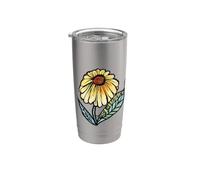 Ilustración de jardinería floral de acuarela de oruga monarca Vaso térmico de acero inoxidable de doble pared
