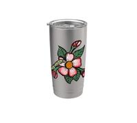 Ilustración de jardinería floral de acuarela de oruga monarca Vaso térmico de acero inoxidable de doble pared