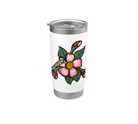 Ilustración de jardinería floral de acuarela de oruga monarca Vaso térmico de acero inoxidable de doble pared