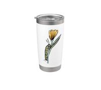 Ilustración de jardinería floral de acuarela de oruga monarca Vaso térmico de acero inoxidable de doble pared
