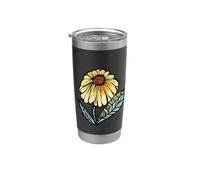 Ilustración de jardinería floral de acuarela de oruga monarca Vaso térmico de acero inoxidable de doble pared