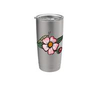 Ilustración de jardinería floral de acuarela de oruga monarca Vaso térmico de acero inoxidable de doble pared