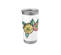 Ilustración de jardinería floral de acuarela de oruga monarca Vaso térmico de acero inoxidable de doble pared