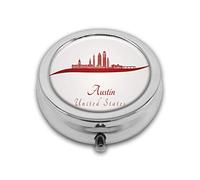 Ilustración de la caligrafía de Estados Unidos con el horizonte urbano moderno estilizado impresión de los estados de la ciudad redonda personalizada SilverBox bolsillo 2.1 pulgadas - 3