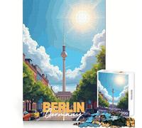 Ilustración de la Ciudad de Berlín con Torre de televisión para Adultos Rompecabezas de 1000 Piezas Ejercicio Mental Recreación Tranquila Ajuste Perfecto (38x52cm)
