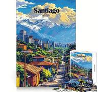 Ilustración de la Ciudad de Santiago de Chile,Rompecabezas de 1000 Piezas para Adolescentes,Ideal para ejercitar la Mente,divertirse y Encontrar Piezas Que encajen Perfectamente Regalo para Navidad