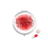 Ilustración de la cultura de Japón goldfish Travel bolsillo píldora caso medicina dispensador espejo regalo caja de almacenamiento