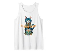 Ilustración de la hora del té del gato caprichoso Camiseta sin Mangas