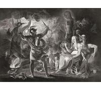 Ilustración de la obra de William Shakespeare Macbeth Act IV Scene I. Desde un grabado del siglo XVIII de Robert Thew después de una obra de Sir Joshua Reynolds. Póster impreso por Ken Welsh (18 x 13)