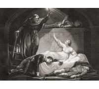 Ilustración de la obra de William Shakespeare Romeo y Julieta Acto V Escena III. De un grabado del siglo XVIII de John Simon después de una obra de James Northcote. Póster impreso por Ken Welsh (18 x