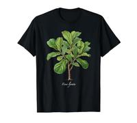 Ilustración de la Planta de Higo de Hoja de violín Ficus lyrata Camiseta gráfica económica, Hombre, Negro, S