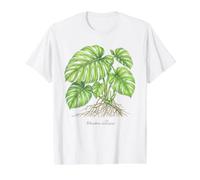 Ilustración de la Planta de Monstera Deliciosa Camiseta gráfica económica, Hombre, Blanco, S
