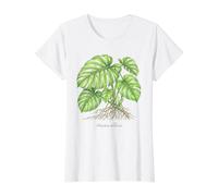 Ilustración de la Planta de Monstera Deliciosa Camiseta gráfica económica, Mujer, Blanco, XL
