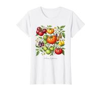 Ilustración de la Planta de Tomate reliquia Solanum lycopersicum Camiseta gráfica económica, Mujer, Blanco, XS