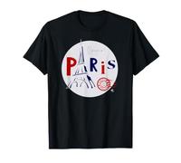 Ilustración de la Torre Eiffel en un círculo con una inscripción Camiseta