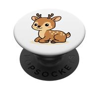 Ilustración de leonado del Bosque de Dibujos Animados de Ciervos Kawaii PopSockets PopGrip Adhesivo
