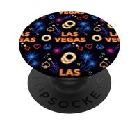 Ilustración de Letras atrevidas de Las Vegas con Tarjeta de fichas de Casino PopSockets PopGrip Adhesivo