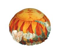 Ilustración de libro de imágenes de sol. El gorro de ducha de doble capa de tamaño único evita que el cabello se enrede durante la ducha y el cuidado de la piel.