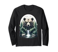 Ilustración de Oso con Bosque y Cascada Manga Larga