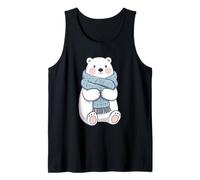 Ilustración de Oso Polar con Bufanda Azul Camiseta sin Mangas