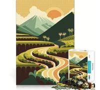 Ilustración de Paisaje de terrazas de arroz Rompecabezas de 1000 Piezas para Adolescentes Juguete para ejercitar la Mente Juego de Mesa Arte para armar Regalo clásico (50x75cm)