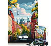 Ilustración de Paisaje Urbano de Berlín, Alemania Rompecabezas de 1000 Piezas para Adolescentes Desarrolla la Capacidad de razonamiento Un Escape Sereno Corte preciso Regalo Original (38x52cm)