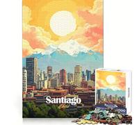 Ilustración de Paisaje Urbano de Santiago de Chile Rompecabezas de 1000 Piezas para Adolescentes Estimula la Memoria cognitiva Recreación Tranquila Corte preciso Regalo Ideal (50x75cm)